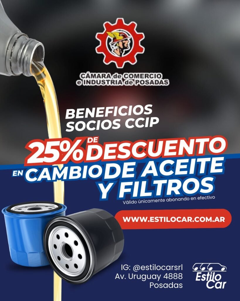Descuento exclusivo para socios de la CCIP: Cambio de aceite y filtros