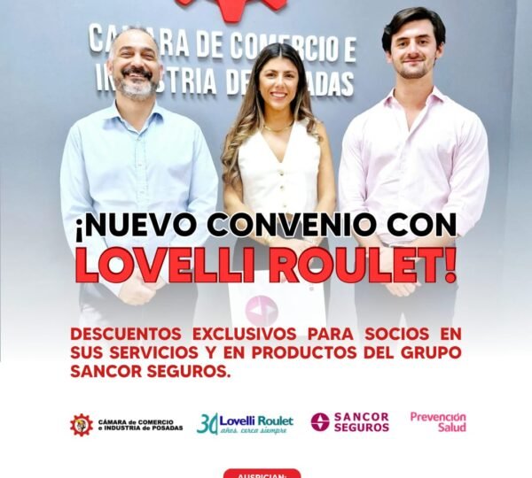 La Cámara de Comercio e Industria de Posadas firmó un convenio con Lovelli Roulet, ofreciendo a sus socios importantes descuentos.