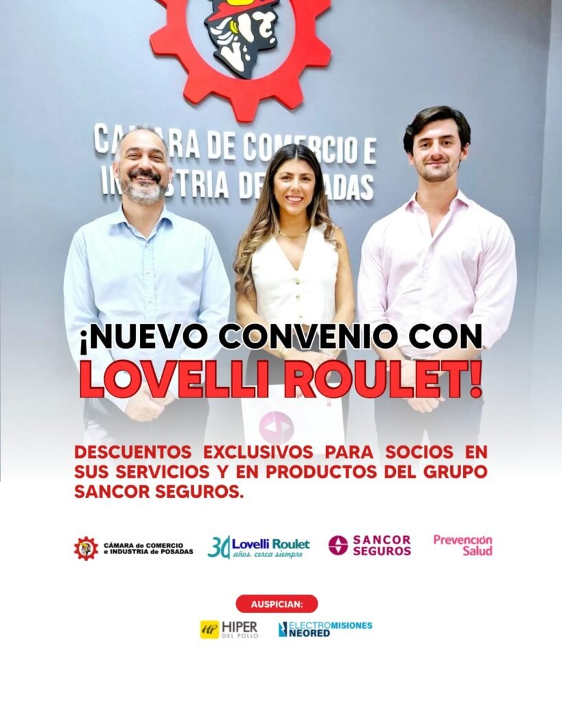 La Cámara de Comercio e Industria de Posadas firmó un convenio con Lovelli Roulet, ofreciendo a sus socios importantes descuentos.