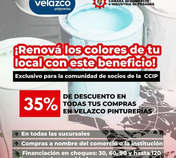 Presentamos un nuevo convenio con descuentos exclusivos para nuestro socio Familia Velazco Pinturerías