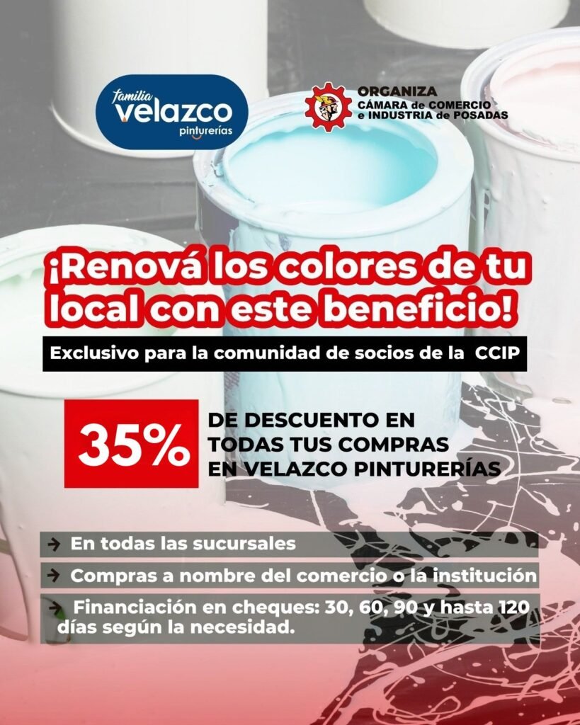 Presentamos un nuevo convenio con descuentos exclusivos para nuestro socio Familia Velazco Pinturerías