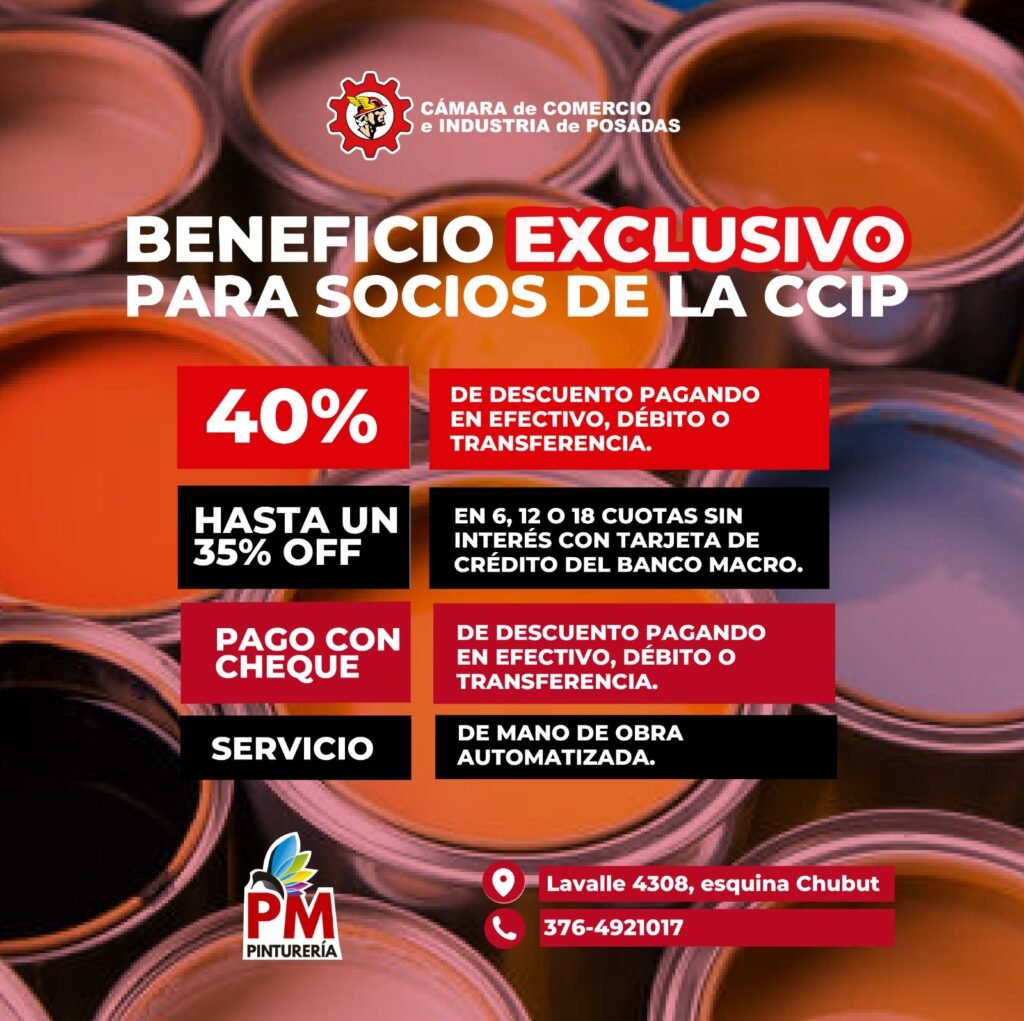 PM Pinturería: Beneficios exclusivos para socios de la CCIP