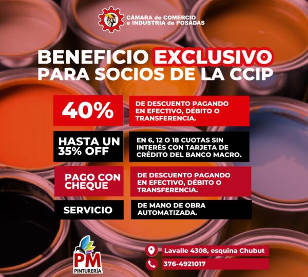 PM Pinturería: Beneficios exclusivos para socios de la CCIP