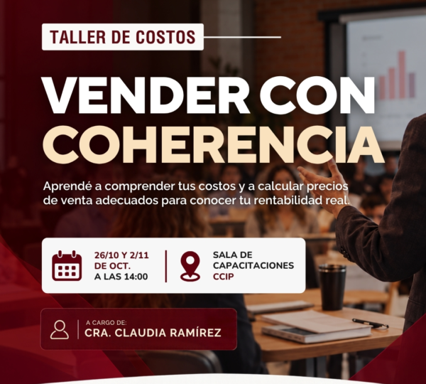 Flyer del Taller de Costos y Precios: Vender con coherencia – CCIP y ADEMI